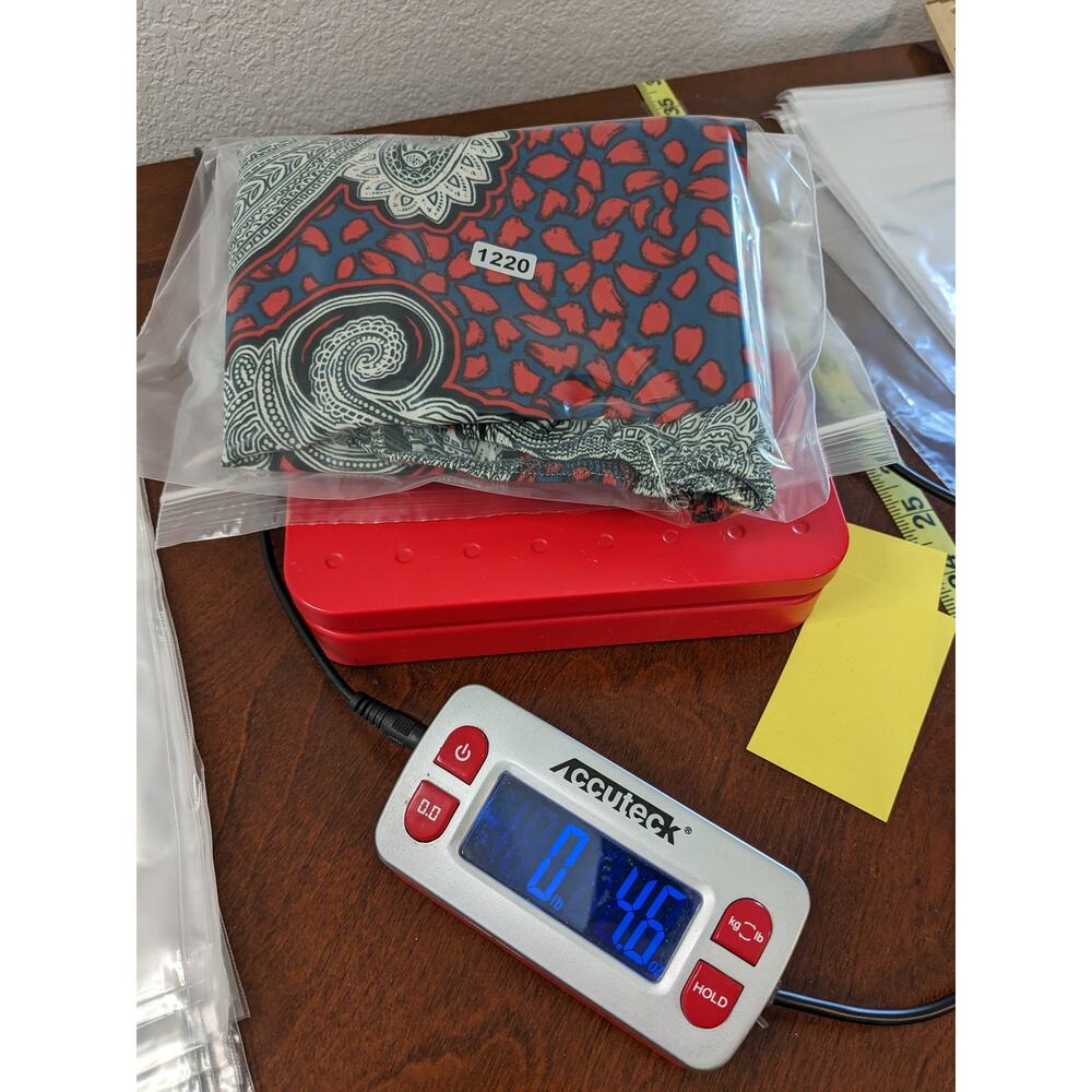 Glam Printed Blouse Small Red Blue Paisley Short Puff Sleeve Colorful Office Top - Picture 9 of 9